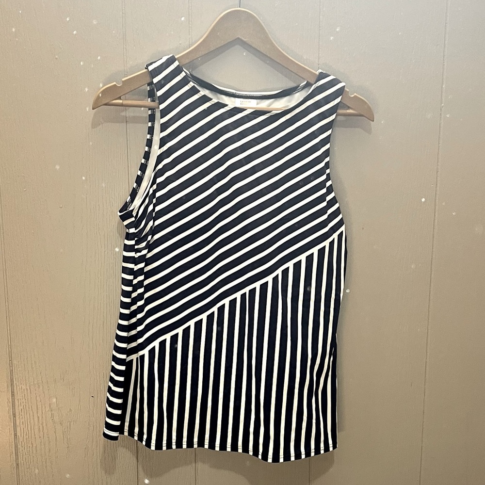 Lands End navy high neck swim top